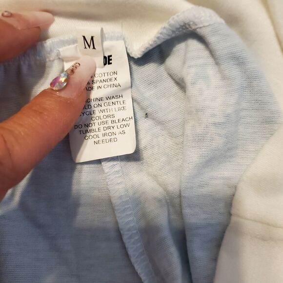 HDE Light Blue Snowflake Wide Leg Lounge Pants Medium - Picture 4 of 4